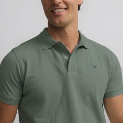 Silbon Polo Clasico Liso Gris Verdoso Hombre