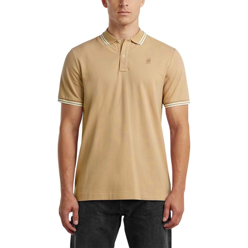 G-Star Polo Dunda Slim Stripe Beige Cream Hombre