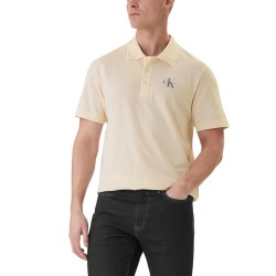 Calvin Klein Polo De Piqué De Algodón Crema Hombre