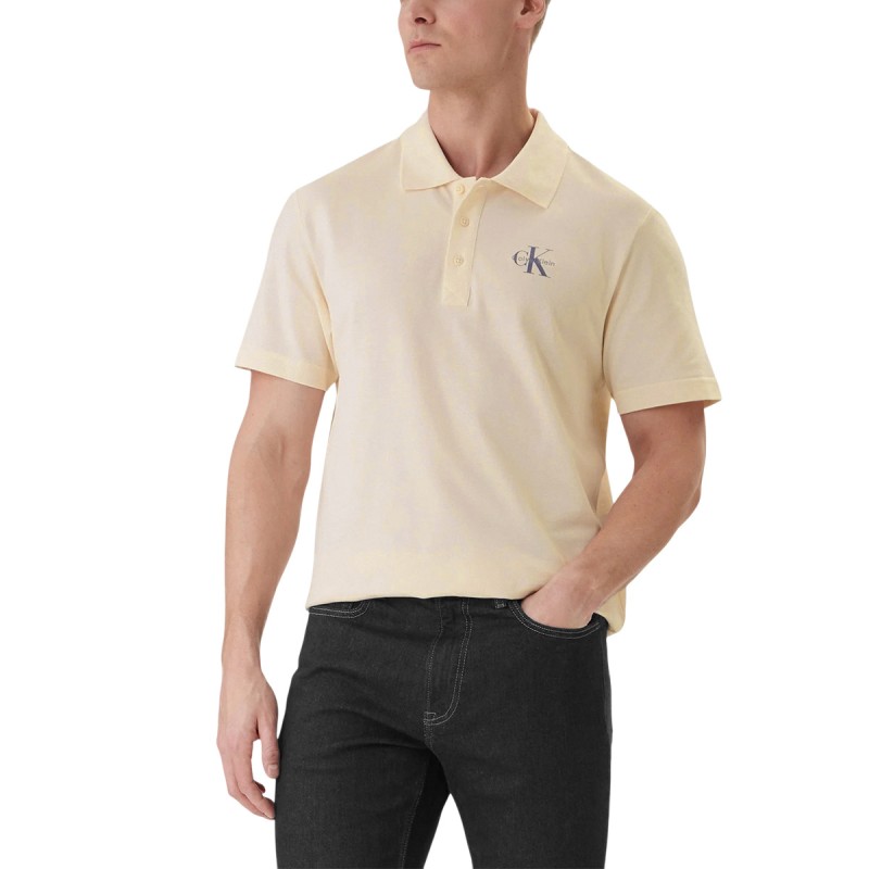 Calvin Klein Polo De Piqué De Algodón Crema Hombre