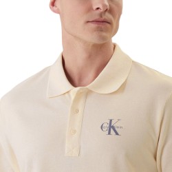 Calvin Klein Polo De Piqué De Algodón Crema Hombre