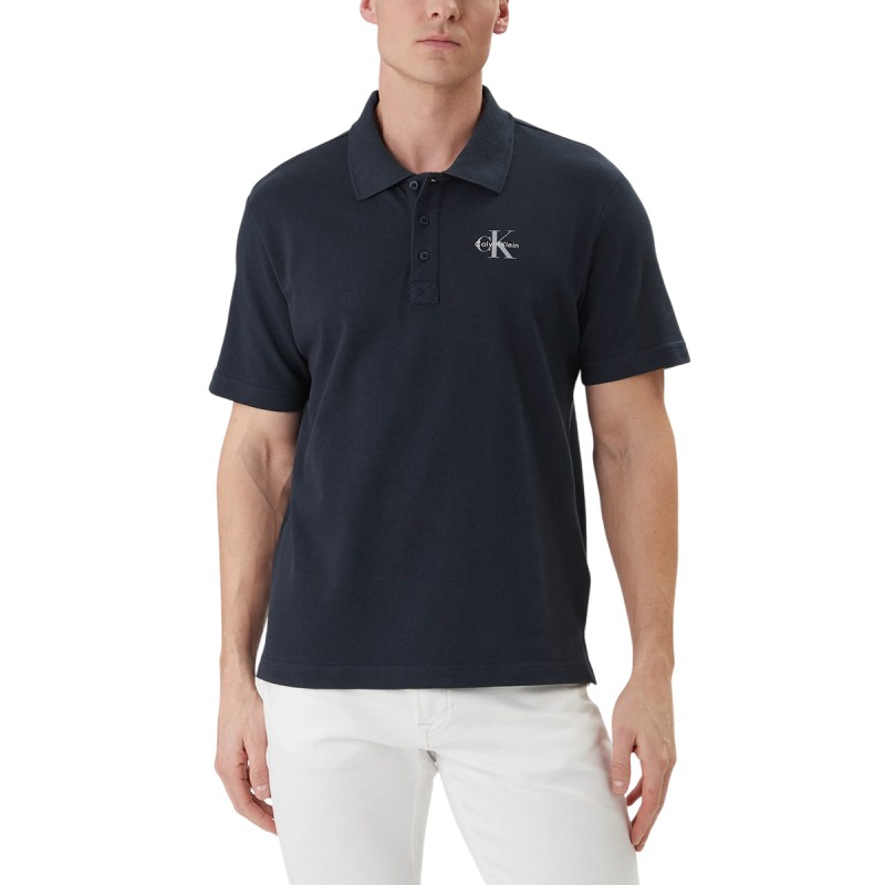 Calvin Klein Polo De Piqué De Algodón Azul Oscuro Dark Sapphire Hombre