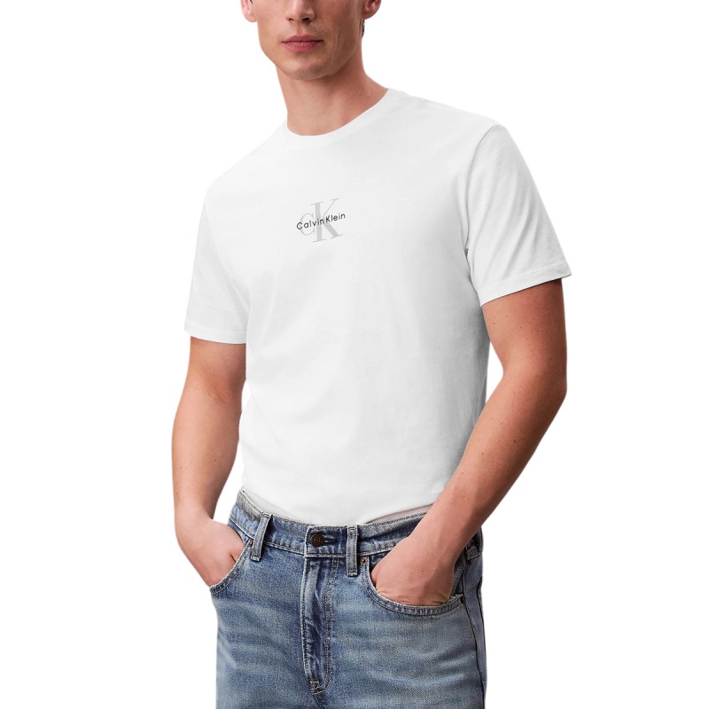 Calvin Klein Camiseta Monograma Y Logo Blanco Bright White Hombre