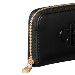 Calvin Klein Cartera Bold CK Medium Zip Around Negro Black Mujer