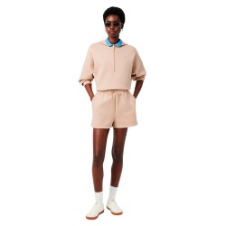 Lacoste Pantalón Corto De Punto Jersey Beige Mujer