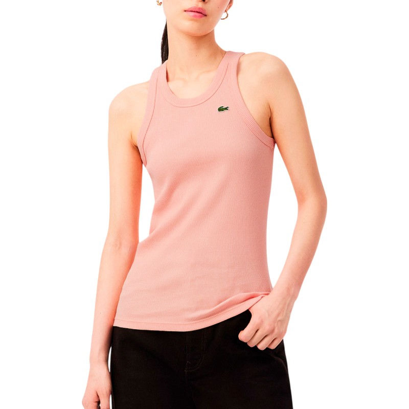 Lacoste Camiseta De Tirantes De Corte Ajustado De Algodón Rosa Rose Mujer