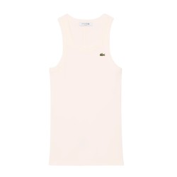 Lacoste Camiseta De Tirantes De Corte Ajustado De Algodón Blanco Blanc Mujer