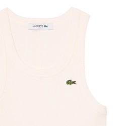 Lacoste Camiseta De Tirantes De Corte Ajustado De Algodón Blanco Blanc Mujer