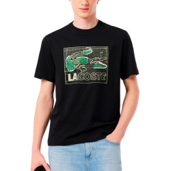 Lacoste Camiseta De Algodón Estampada Negro Noir Hombre