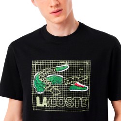 Lacoste Camiseta De Algodón Estampada Negro Noir Hombre
