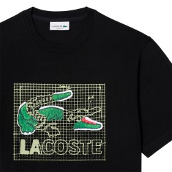 Lacoste Camiseta De Algodón Estampada Negro Noir Hombre