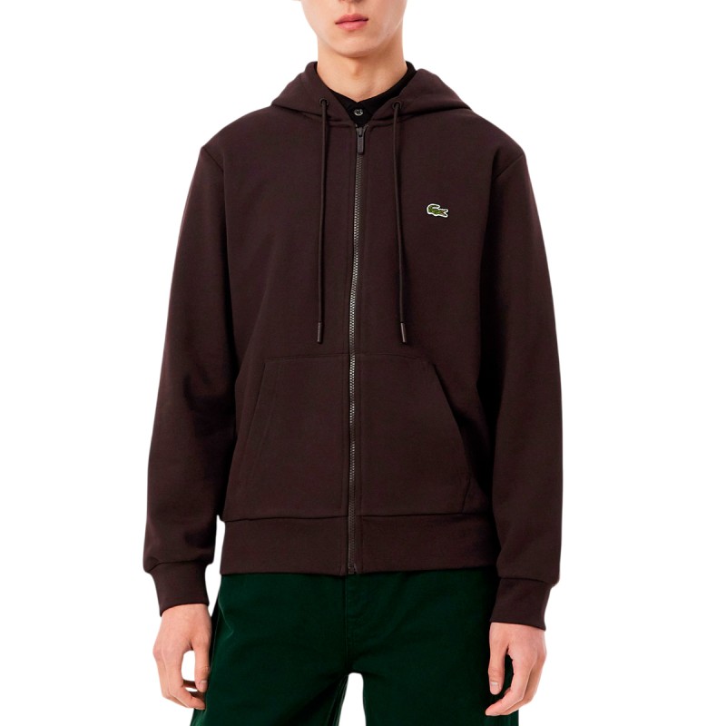 Lacoste Sudadera De Felpa Con Cremallera Marón Hombre