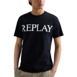 Replay Camiseta Logotipo Maxi Azul Marino Navy Hombre