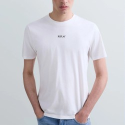 Replay Camiseta Logotipo Estampado Blanca White Hombre