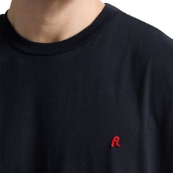 Replay Camiseta Logotipo R Bordado Negra Black Hombre