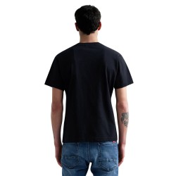Replay Camiseta Logotipo R Bordado Negra Black Hombre