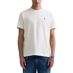 Replay Camiseta Logotipo R Bordado Blanca White Hombre