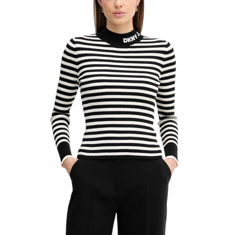 DKNY Jersey Punto Rayas Blanco Negro Mujer
