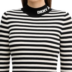 DKNY Jersey Punto Rayas Blanco Negro Mujer
