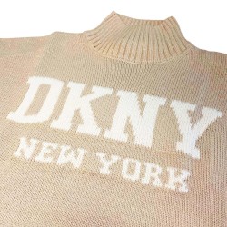 DKNY Jersey Punto Cuello Alto Beige Mujer