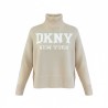 DKNY Jersey Punto Cuello Alto Beige Mujer