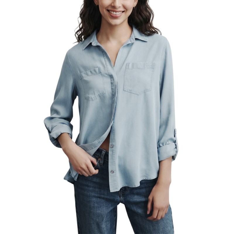 DKNY Camisa The Live-In Shirt Azul Claro Chambray Mujer