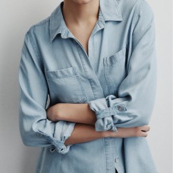 DKNY Camisa The Live-In Shirt Azul Claro Chambray Mujer