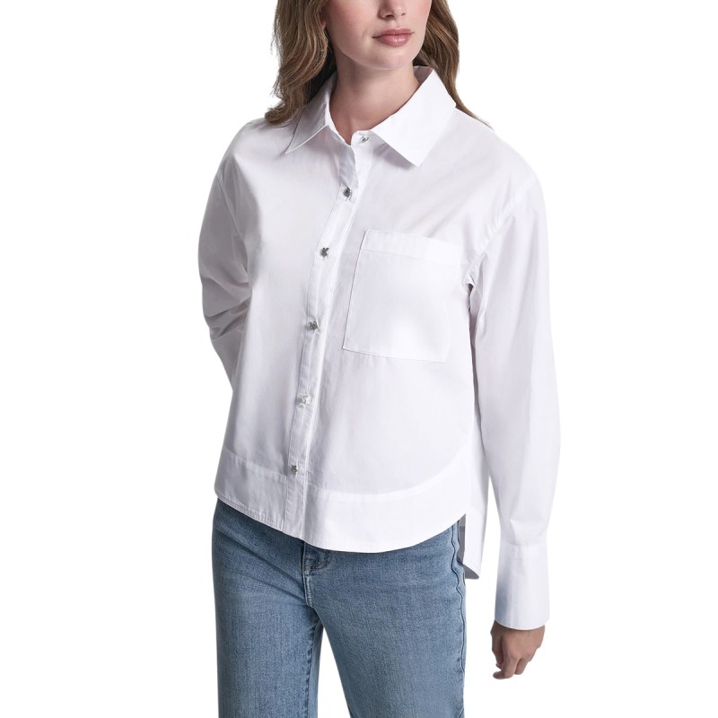 DKNY Camisa De Popelín Blanco White Mujer