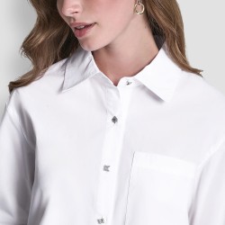 DKNY Camisa De Popelín Blanco White Mujer