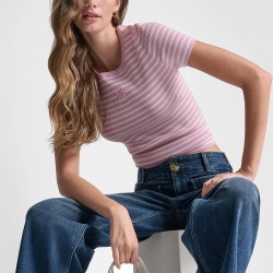 DKNY Camiseta Jeans Rosa Blanco Lavender Mujer
