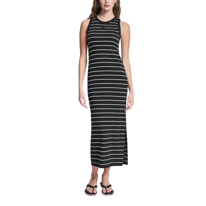 DKNY Vestido Largo Jeans Negro Blanco Mujer