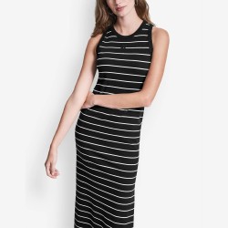 DKNY Vestido Largo Jeans Negro Blanco Mujer