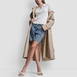 DKNY Polo Ribbed Rhinestone Marfil Ivory Mujer