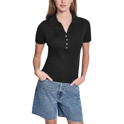 DKNY Polo Ribbed Rhinestone Negro Black Mujer