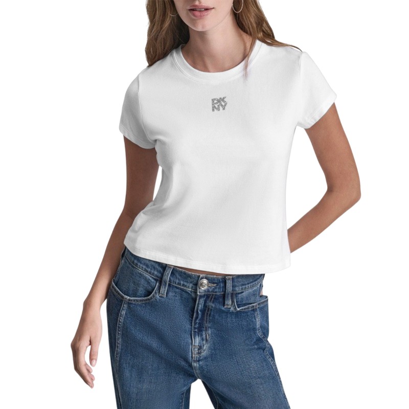 DKNY Camiseta Blanco White Silver Mujer