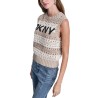 DKNY Jersey De Rayas Con Punto De Punta Beige Blanco Mujer