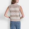 DKNY Jersey De Rayas Con Punto De Punta Beige Blanco Mujer