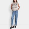 DKNY Jersey De Rayas Con Punto De Punta Beige Blanco Mujer