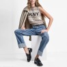 DKNY Jersey De Rayas Con Punto De Punta Beige Blanco Mujer