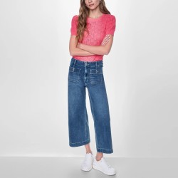 DKNY Pantalón Vaquero Jean De Tiro Alto y Pierna Ancha Azul Baxter Mujer