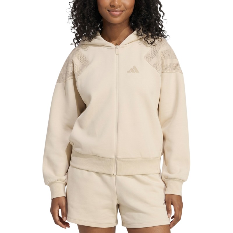 Adidas Sudadera Future Icons Three Stripes Beige Crema Crystal Linen Mujer
