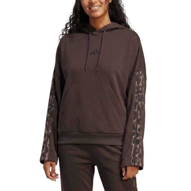 ADIDAS Sudadera Seasonal Essentials Leopard Print Sleeve Terry Relaxed Leopardo Marrón Brown Mujer