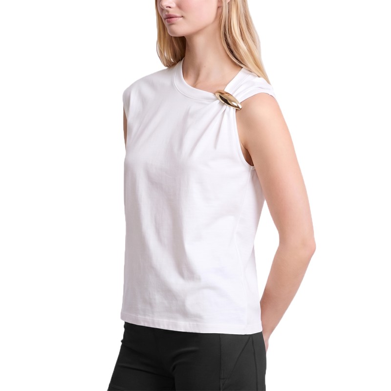 Markup Camiseta Con Aplicación Blanco White Off White Mujer