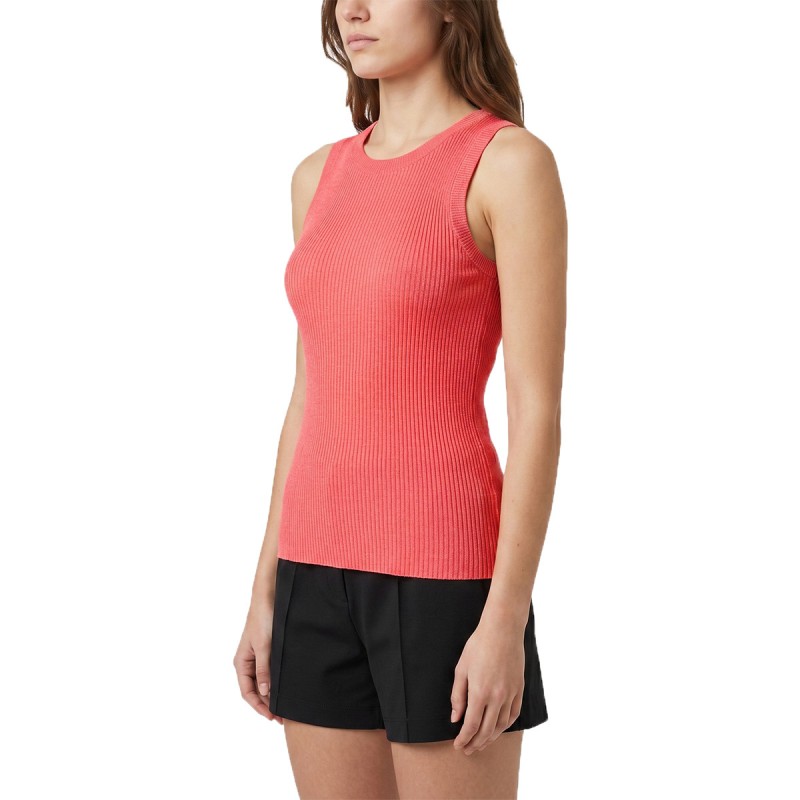 Markup Camiseta Girocollo A Coste Rosa Rosso India Mujer