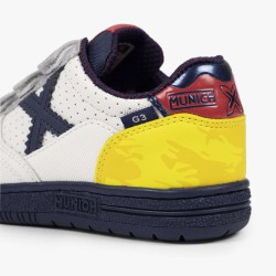 Munich Zapatilla G-3 Kid Velcro 451 Blancas y Amarillas Niño