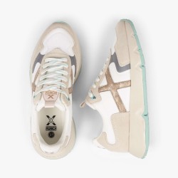 Munich Zapatilla Mamba 09 Blanco Beige Verde Agua Mujer