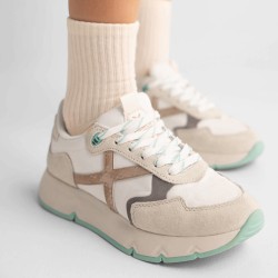 Munich Zapatilla Mamba 09 Blanco Beige Verde Agua Mujer