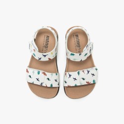 Mustang Sandalia Barefoot Losfo Dinosaurio Blanco White Niño