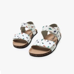 Mustang Sandalia Barefoot Losfo Dinosaurio Blanco White Niño