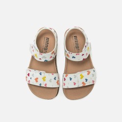 Mustang Sandalia Barefoot Losfo Corazones Blanco White Niño